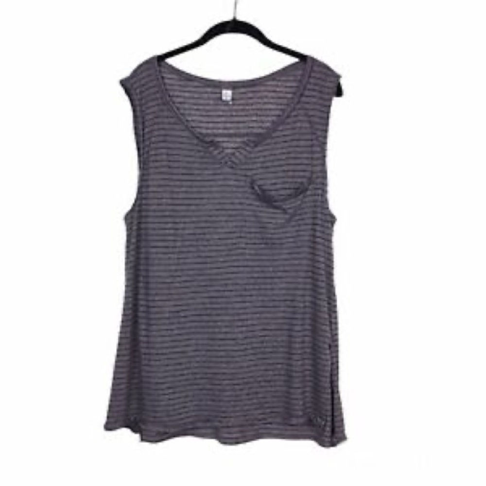 Free People We The Free Weekend Warrior Oversized Striped Pocket Tee Grey Sz. M